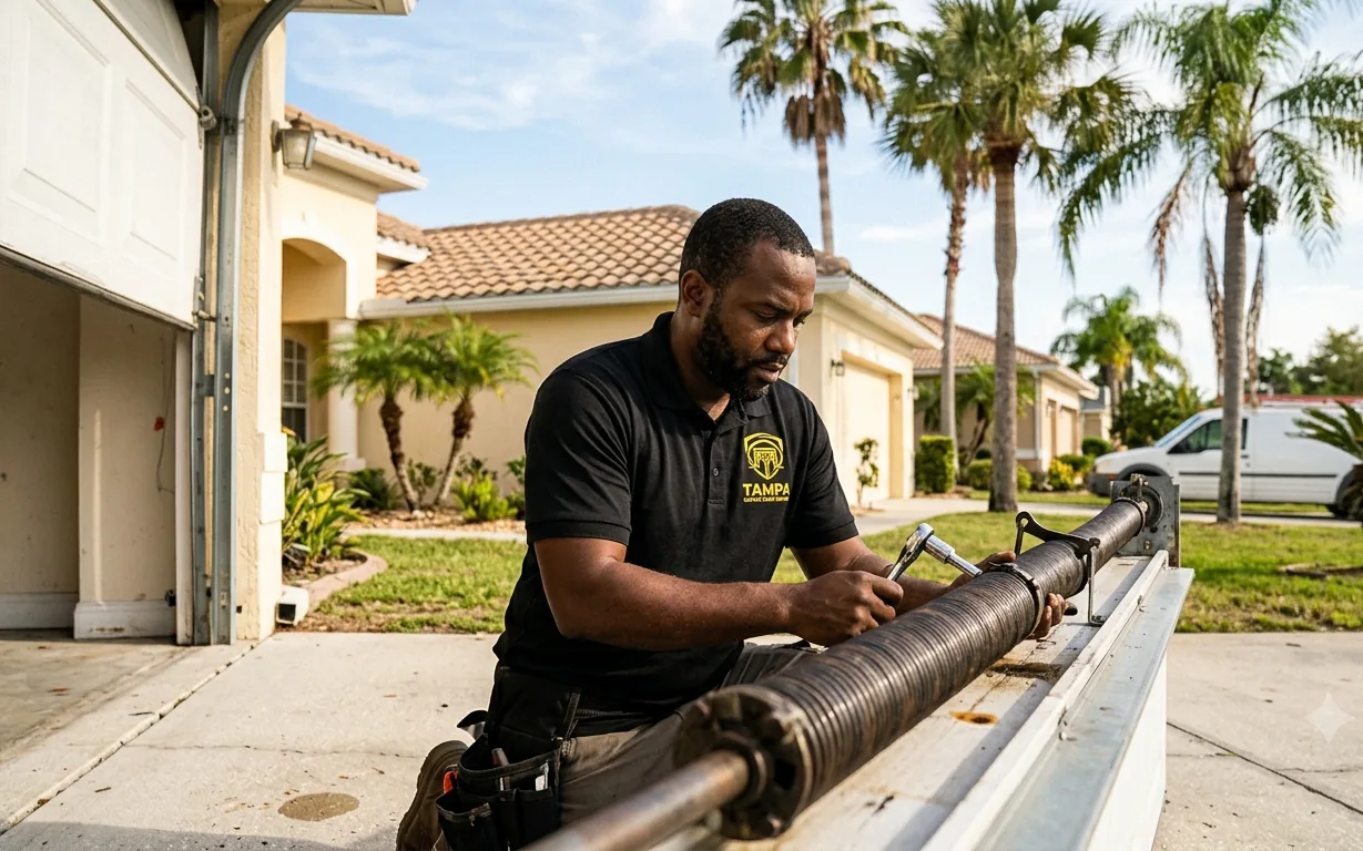 Garage door repair at a Brandon, Florida home