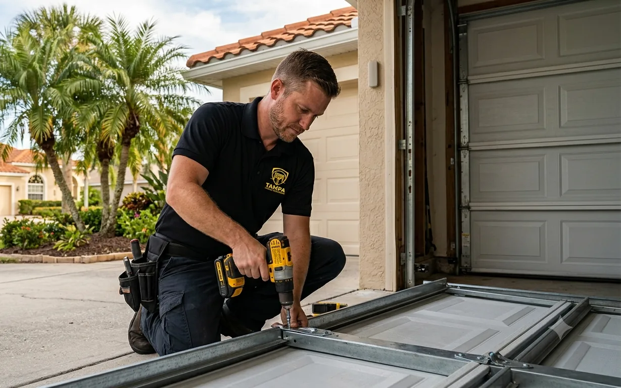 New wind-rated garage door installed at a Wesley Chapel home